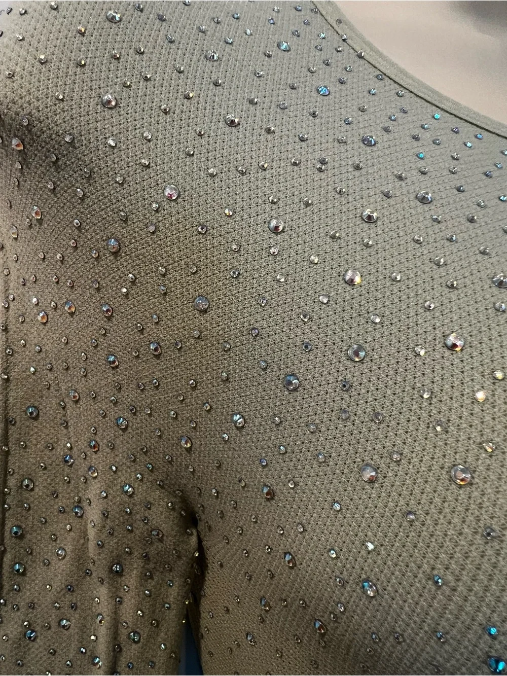 Free People Night Long Sparkle Long Sleeve Top in Sage Green